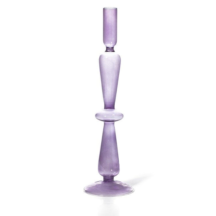 Handblown Glass Candle Holder - Lilac