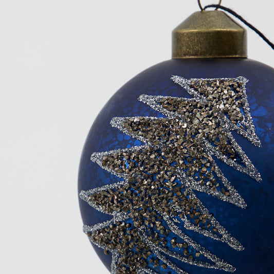 Sparkly Pine Blue Bauble