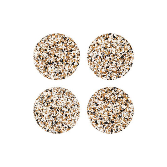 Round Cork Coasters - Black Speckle (Set of 4)