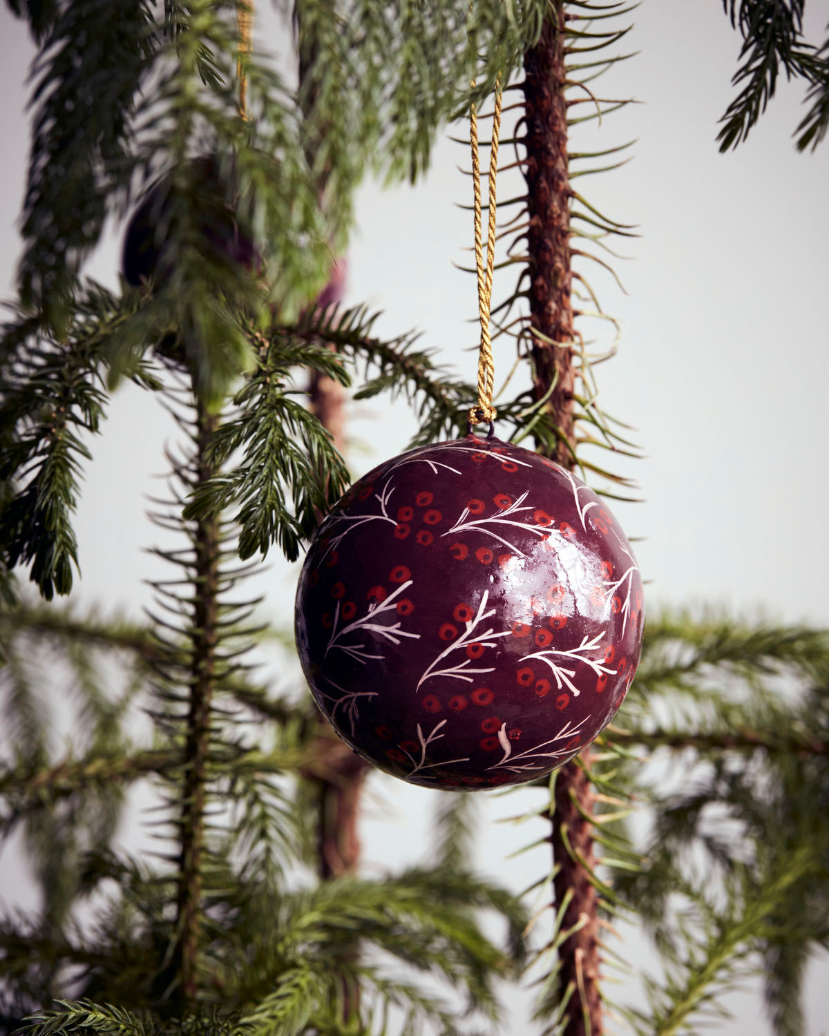 Burgundy Paper Mache Bauble