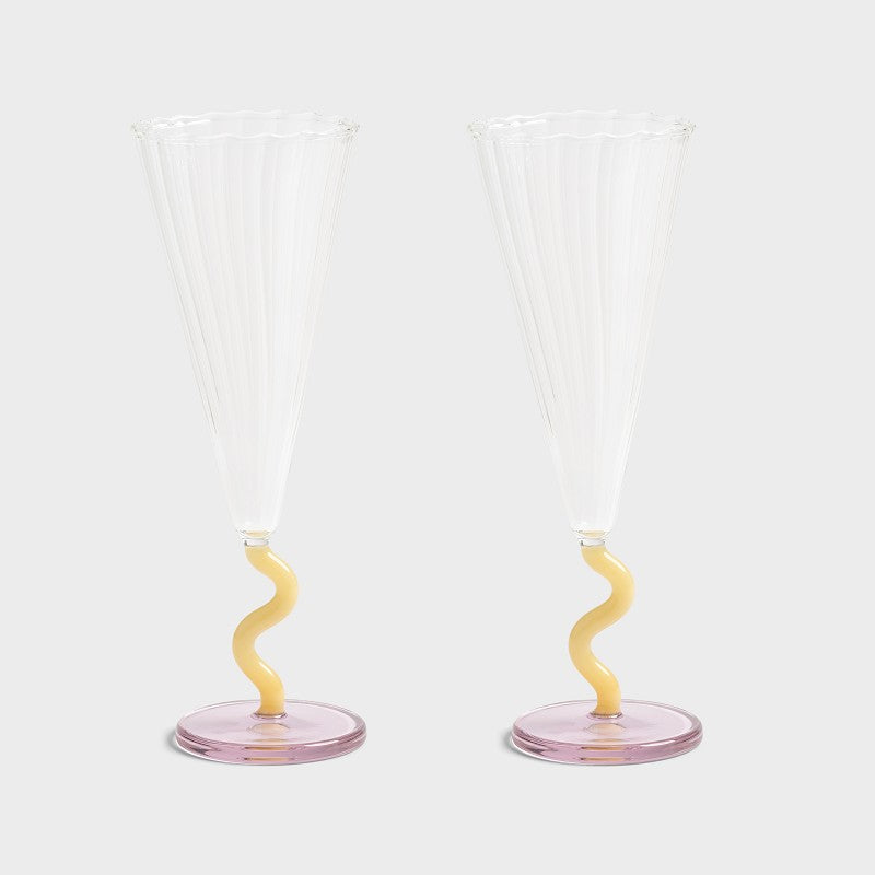 Curved Caramel Champagne Flute - (Set of 2)