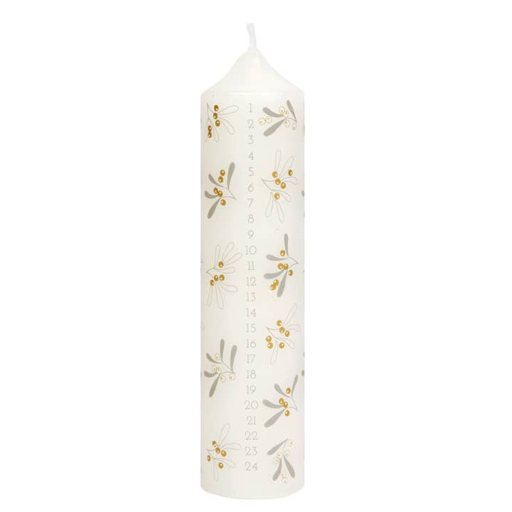 Mistletoe Christmas Advent Pillar Candle