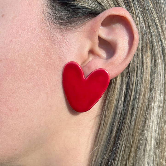 Red Heart Ceramic Earrings