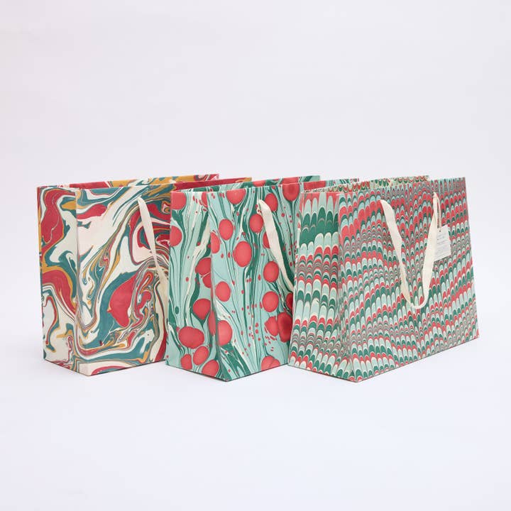 Christmas Hand Marbled Gift Bags