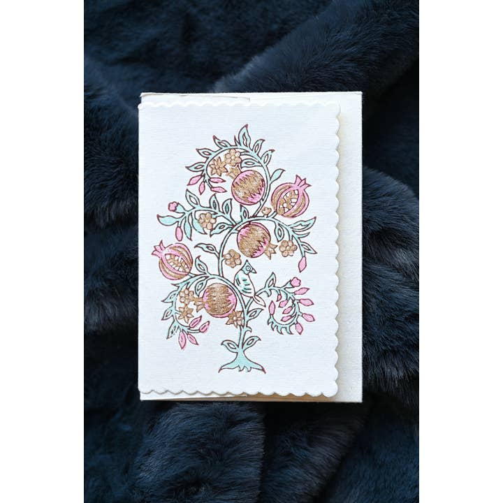 Anaar Mint Rose Hand Printed Greeting Card