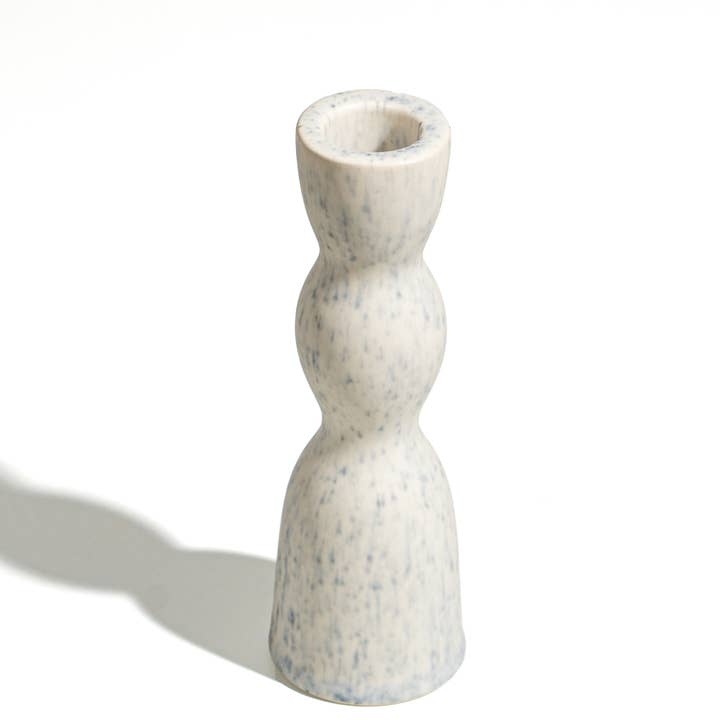 Low Wave Candle Holder - Off White Speckle