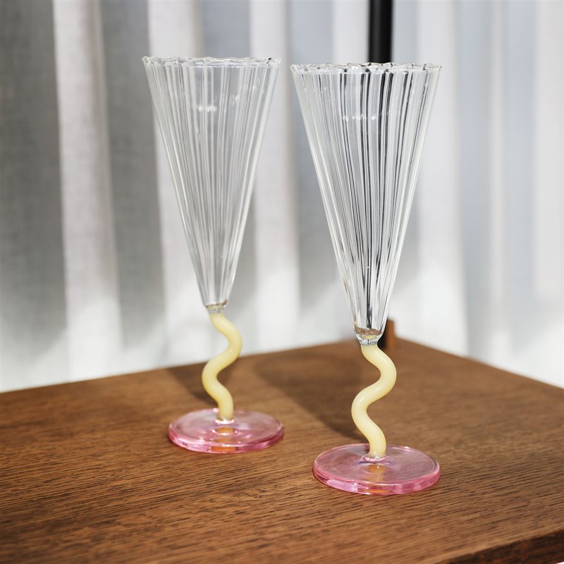 Curved Caramel Champagne Flute - (Set of 2)