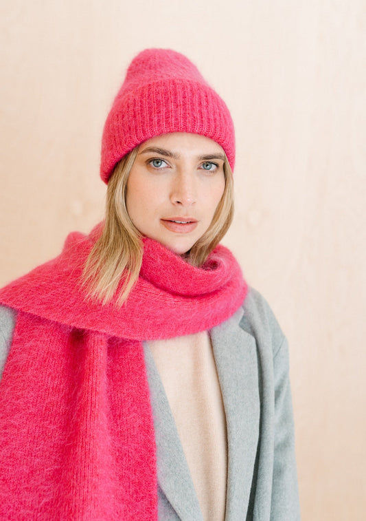 Mohair & Wool Beanie - Magenta