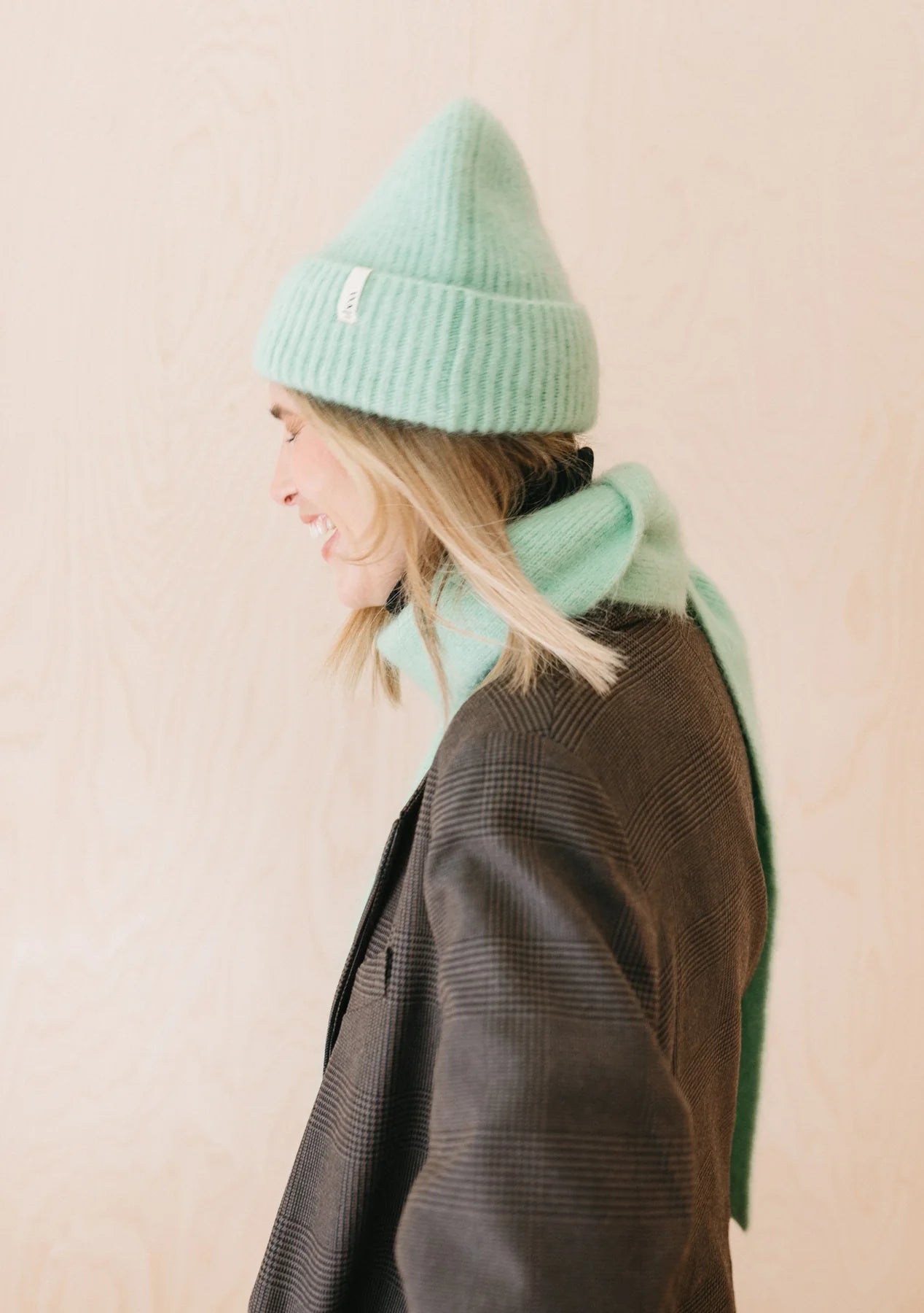 Mohair & Wool Beanie - Mint Green