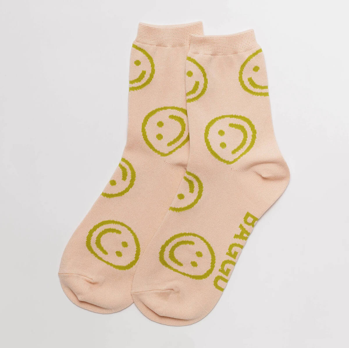 Crew Sock - Light Pink Smiley