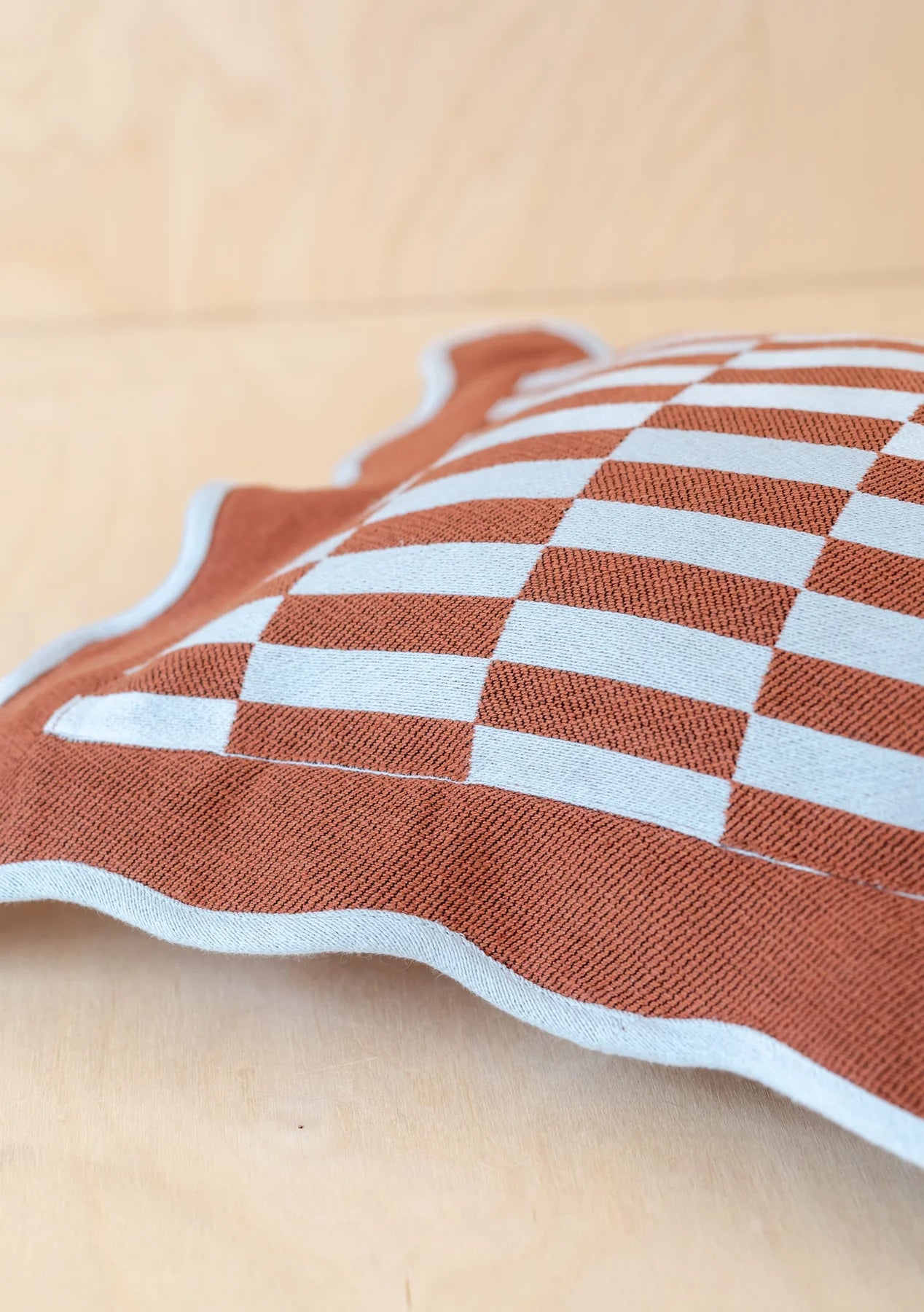 Checkerboard Cushion Cover - Rust