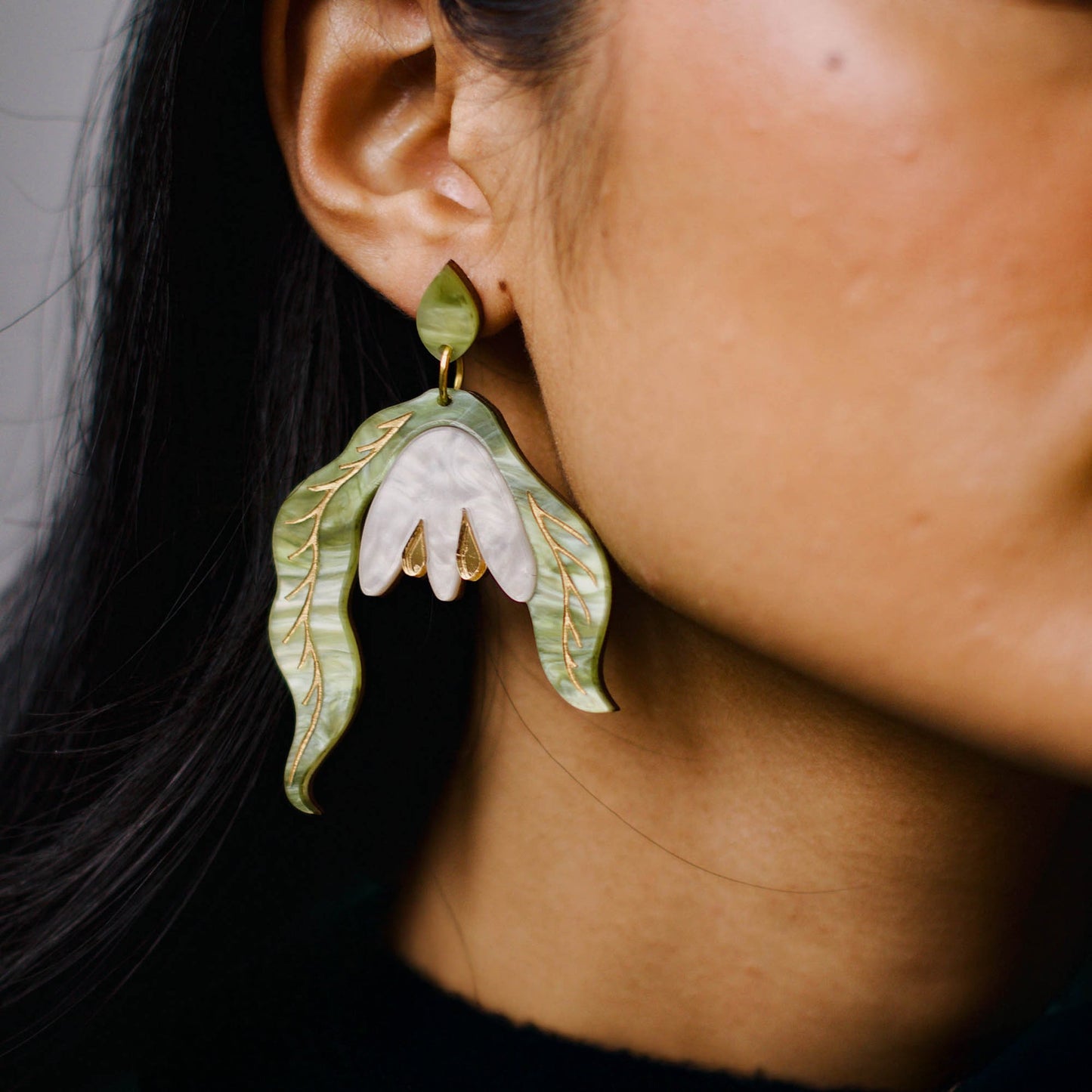 Statement Snowdrop Flower Earrings