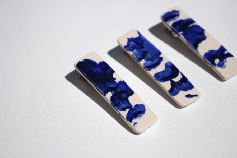 Blue Ceramic Hair Pin