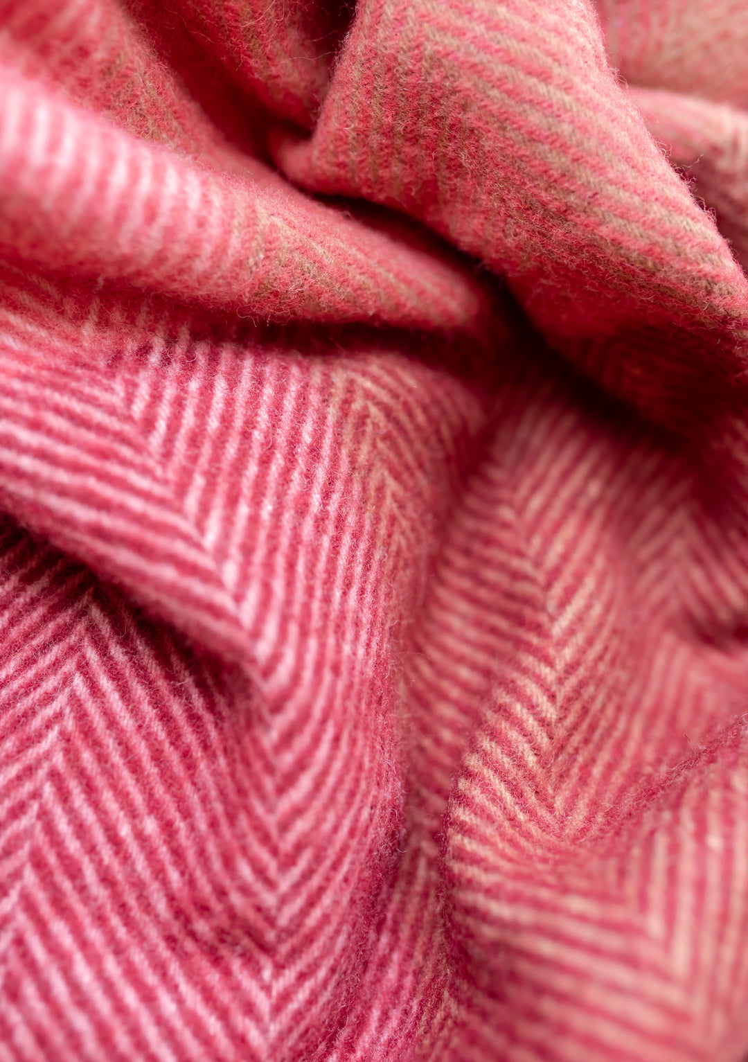 Recycled Wool Blanket - Pink Herringbone Block Check