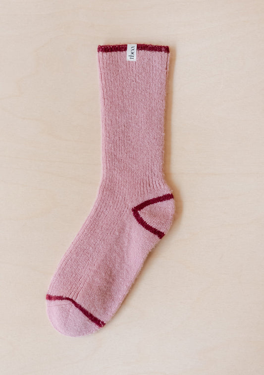 Cashmere & Merino Tipped Socks -  Pink