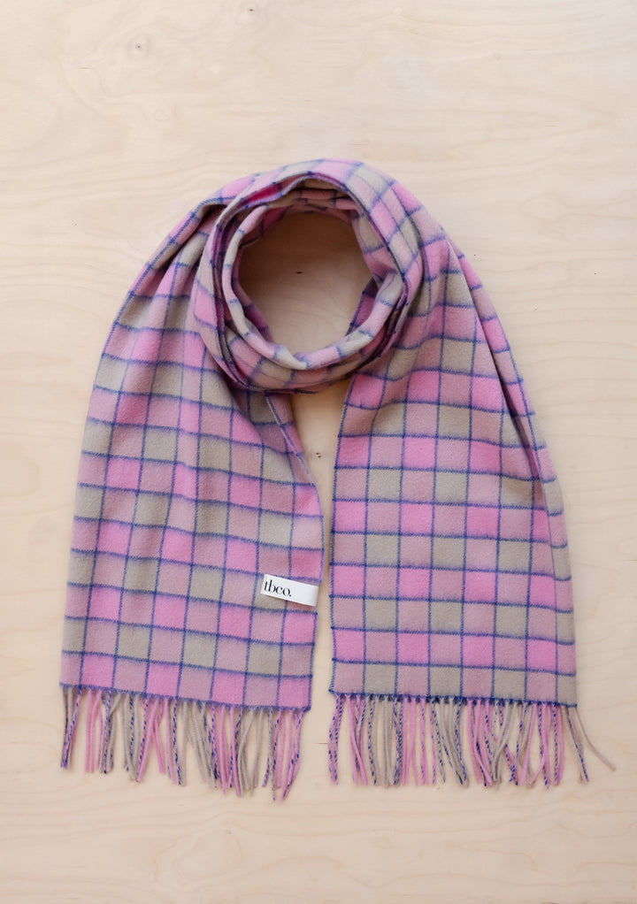 Lambswool Oversized Scarf - Pink Gingham