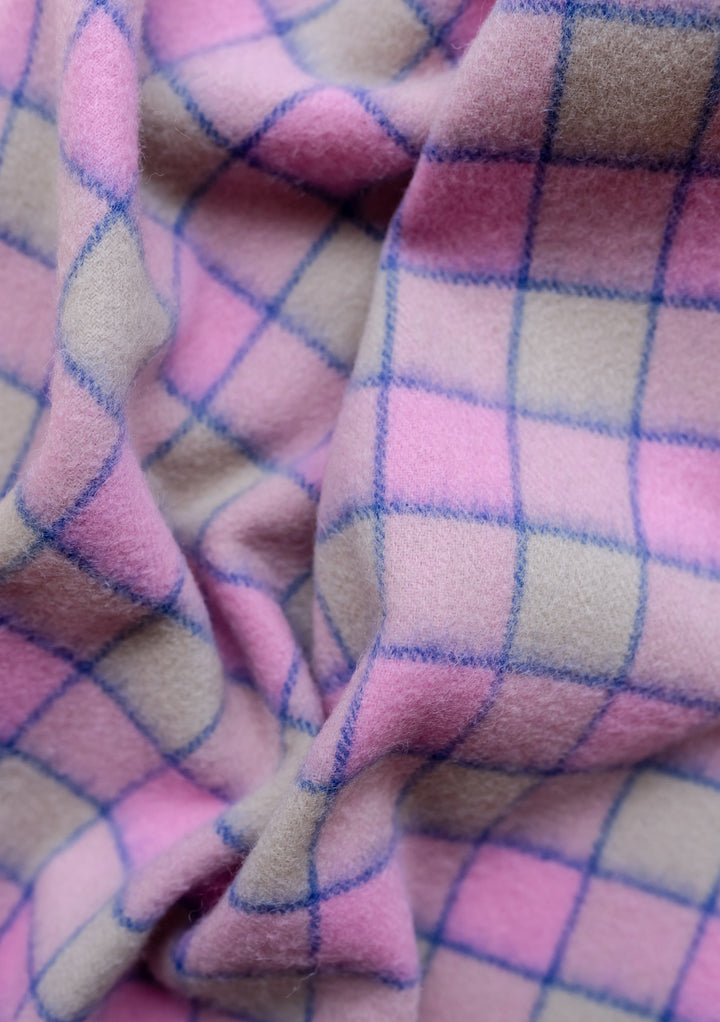 Lambswool Oversized Scarf - Pink Gingham