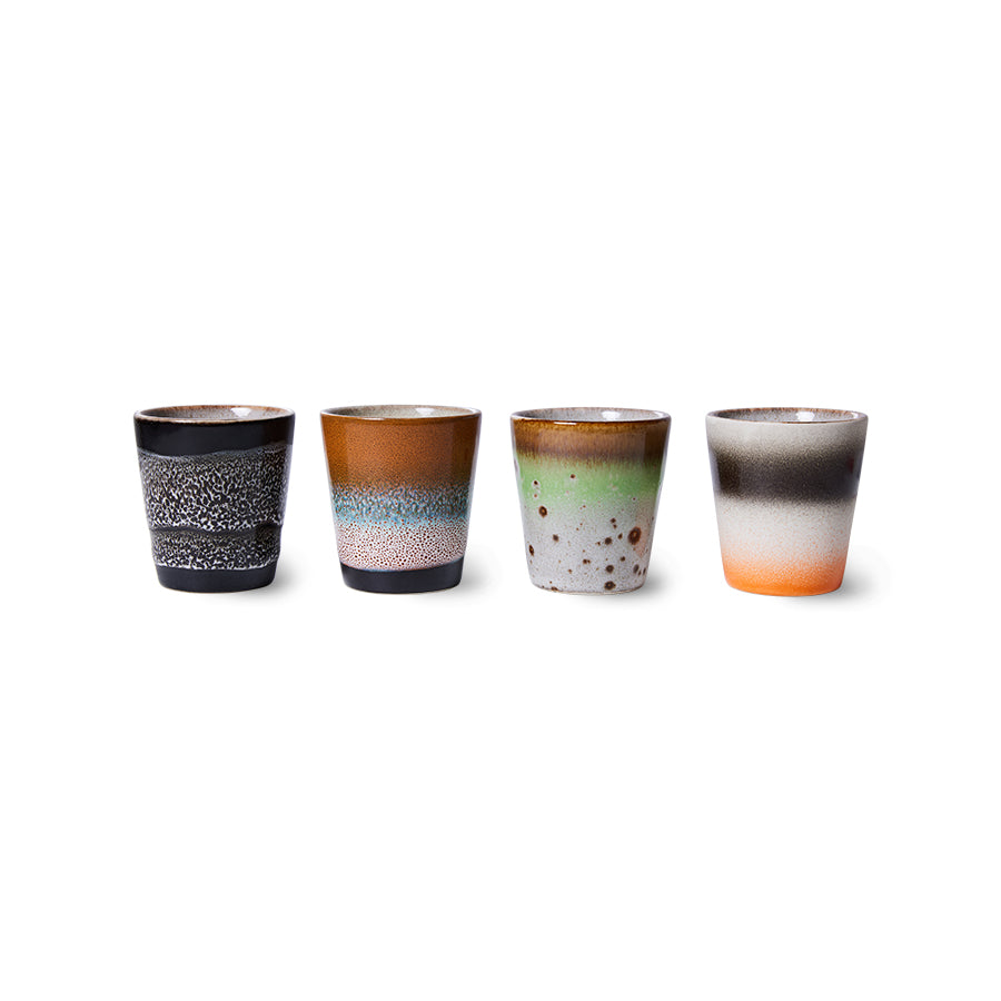 HKliving 70s Ceramic Ristretto Mugs - Good Vibes (Set of 4)