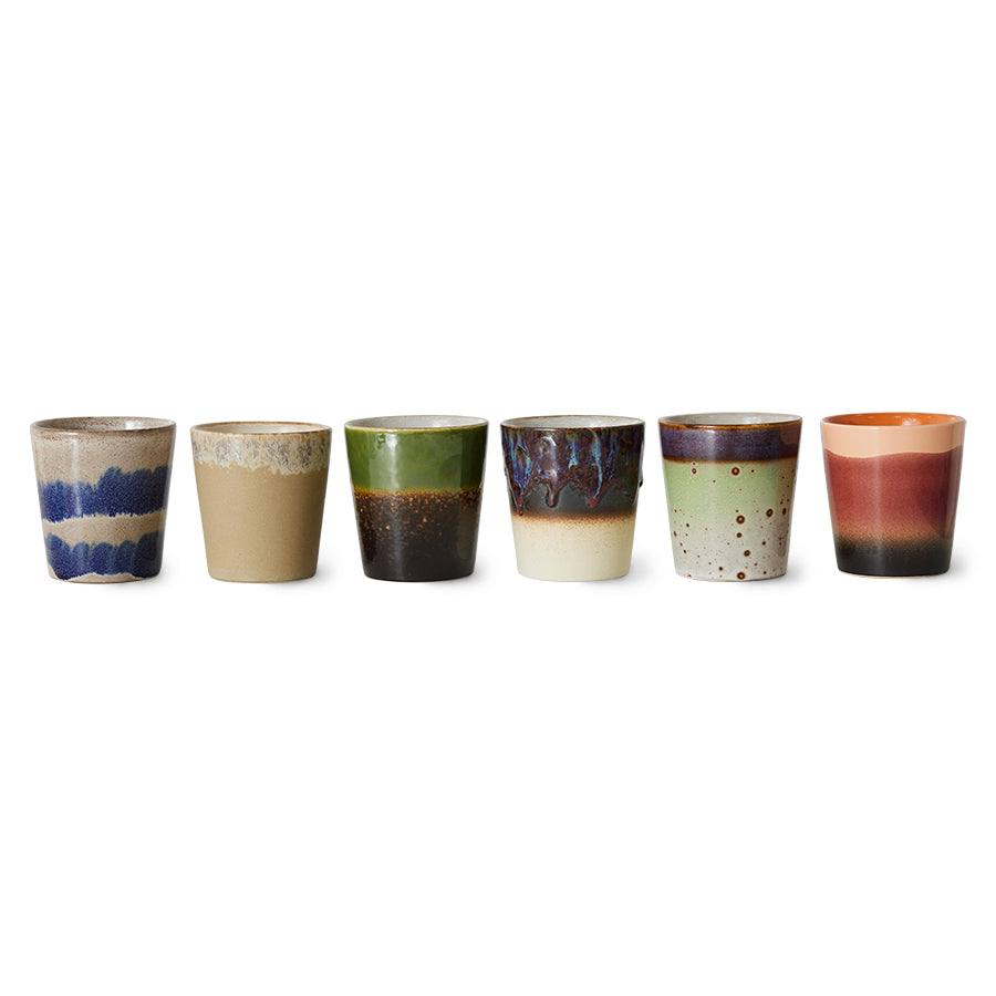 HKliving 70s Ceramic Coffee Mugs - Grounding (Set of 6)