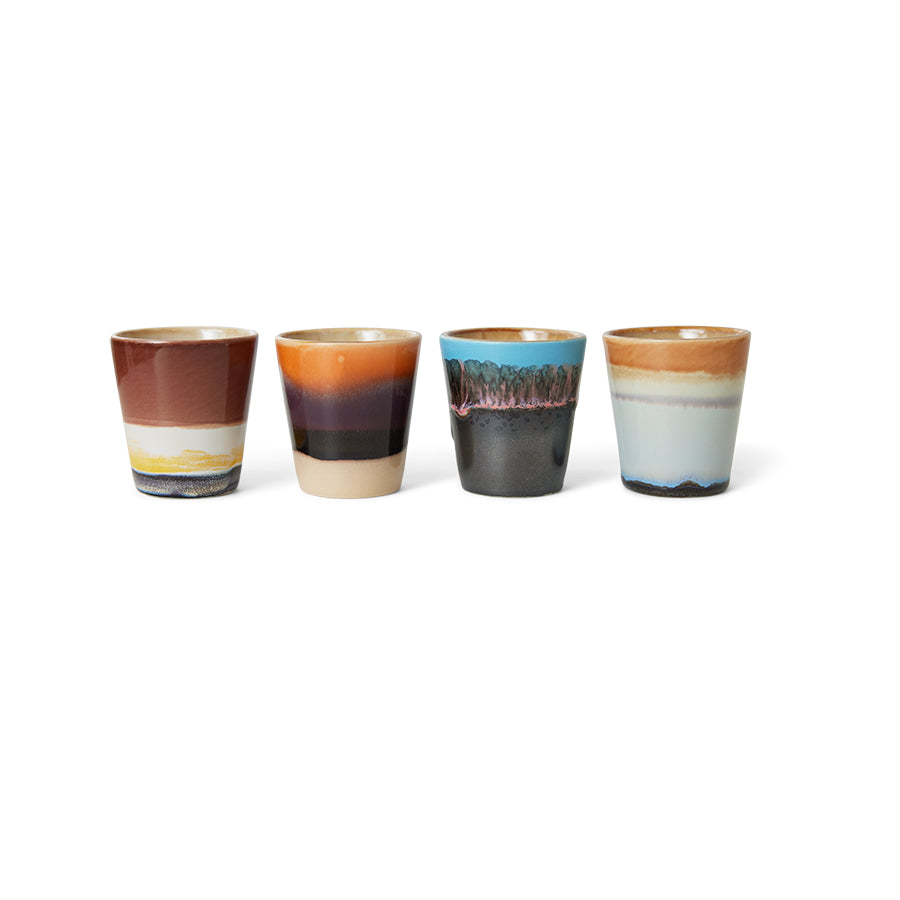 HKliving 70s Ceramics Ristretto Mugs - Solar (Set of 4)