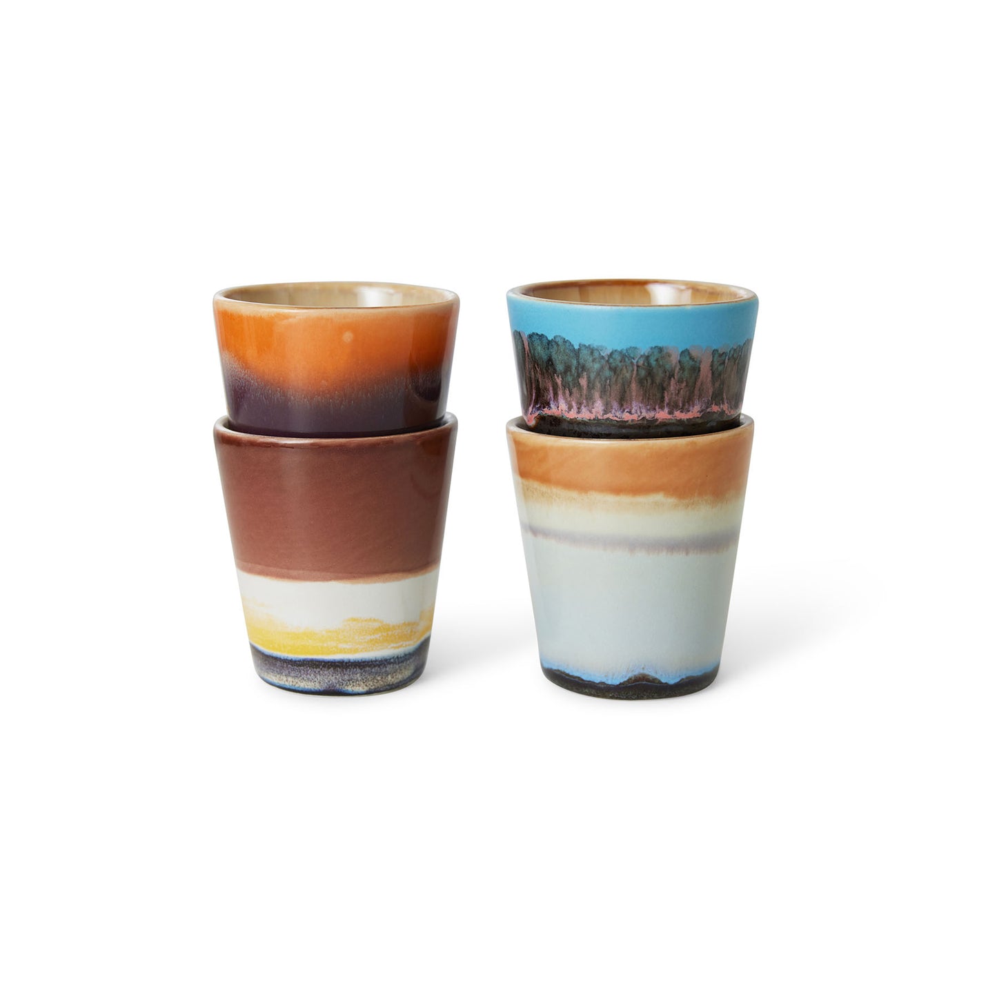 HKliving 70s Ceramics Ristretto Mugs - Solar (Set of 4)