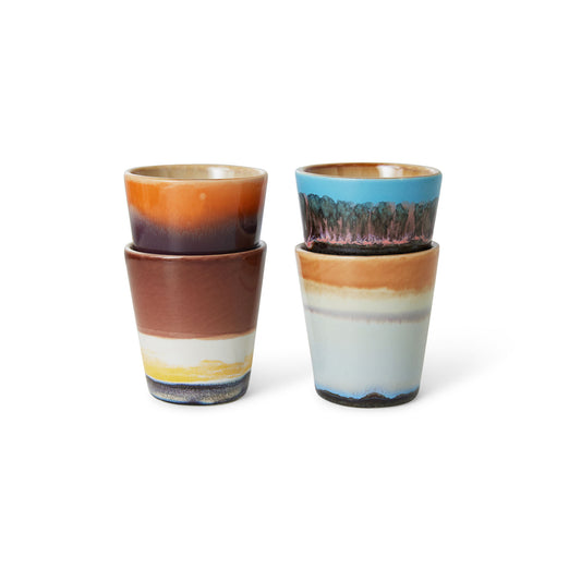 HKliving 70s Ceramics Ristretto Mugs - Solar (Set of 4)