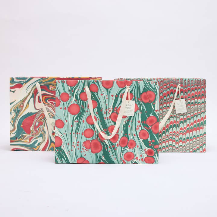 Christmas Hand Marbled Gift Bags