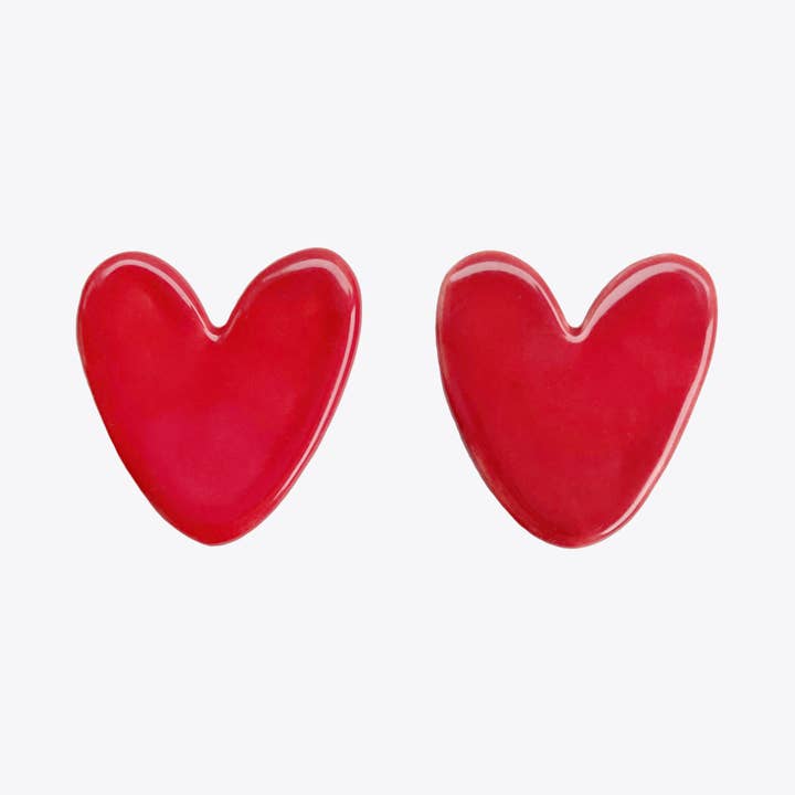 Red Heart Ceramic Earrings