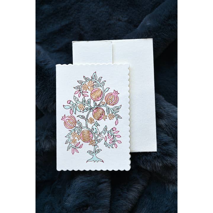 Anaar Mint Rose Hand Printed Greeting Card