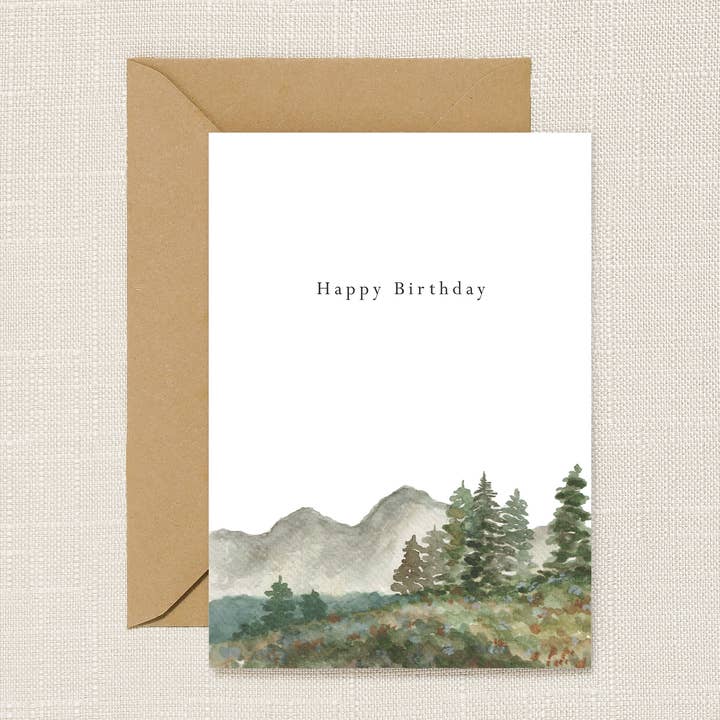 Happy Birthday Mountain Scenery Card