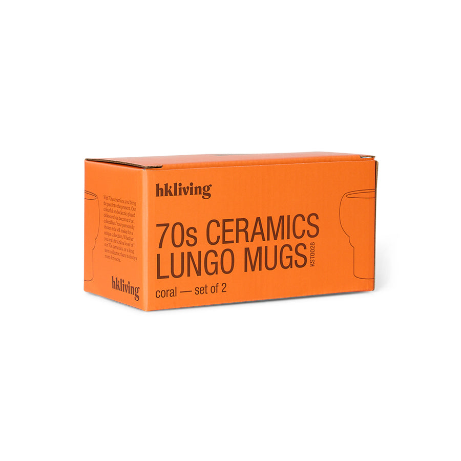 HKliving 70s Ceramics Lungo Mugs - Coral (Set of 2)