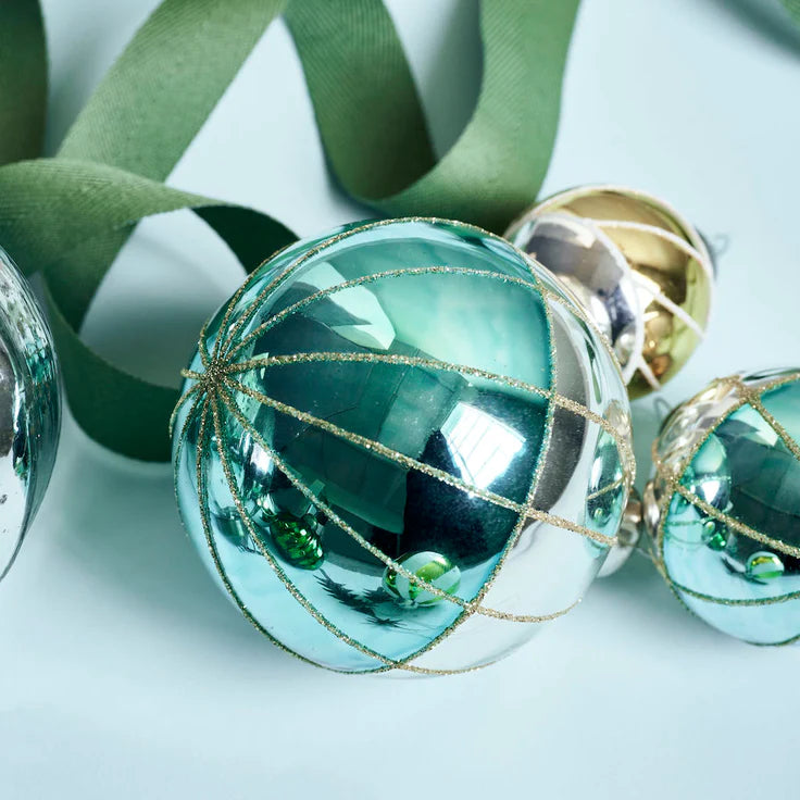 Turqouise & Gold Glitter Bauble